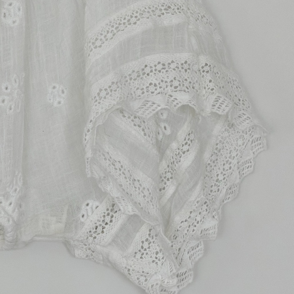 Free People Love Somebody Lightweight White Embroidered Eyelet Lace Blouse - Picture 5 of 7